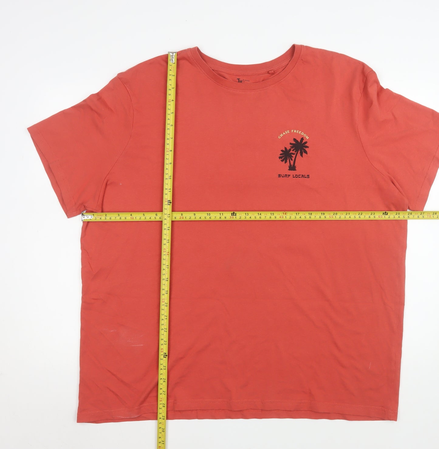 Tu Men’s Red Surf Locals Graphic T-Shirt 2XL Cotton Tee