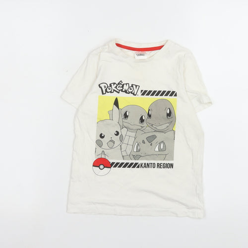 George Boys White Pokémon Graphic T-Shirt 7-8 Years Short Sleeve Cotton