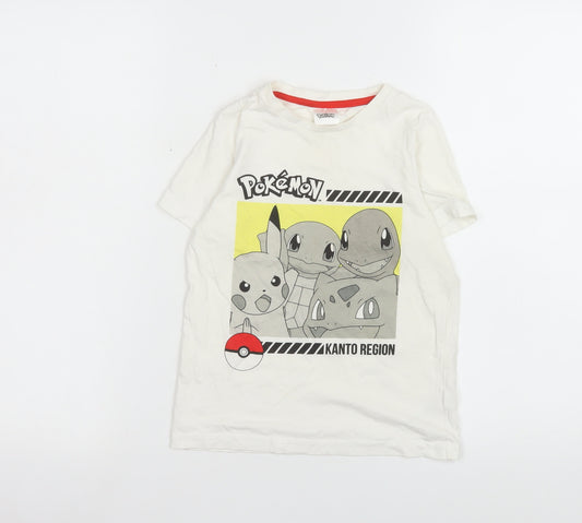 George Boys White Pokémon Graphic T-Shirt 7-8 Years Short Sleeve Cotton