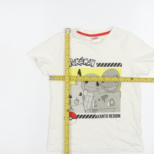 George Boys White Pokémon Graphic T-Shirt 7-8 Years Short Sleeve Cotton