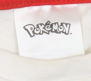 George Boys White Pokémon Graphic T-Shirt 7-8 Years Short Sleeve Cotton