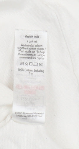 George Boys White Pokémon Graphic T-Shirt 7-8 Years Short Sleeve Cotton