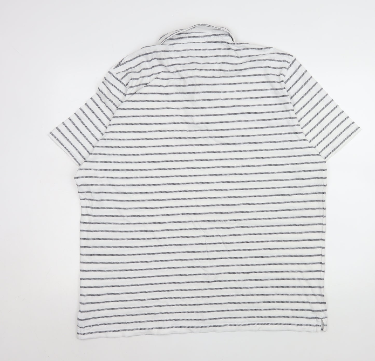 Next Men's White Striped 3XL Cotton Short Sleeve Polo Shirt