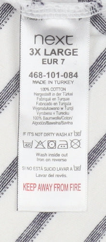 Next Men's White Striped 3XL Cotton Short Sleeve Polo Shirt