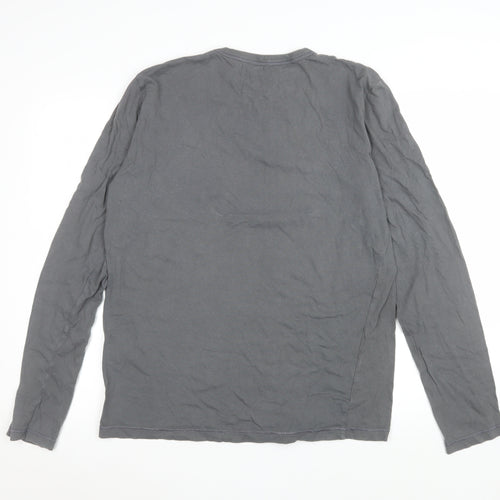 Decathlon Women Grey Long Sleeve Basic Cotton T-Shirt XL
