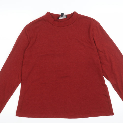 Saloos Women's Red Mock Neck Long Sleeve Jersey Top Size 14