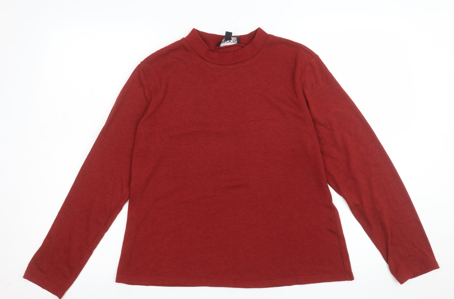 Saloos Women's Red Mock Neck Long Sleeve Jersey Top Size 14