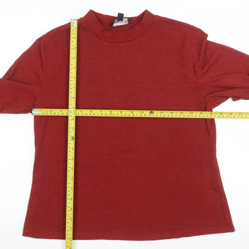 Saloos Women's Red Mock Neck Long Sleeve Jersey Top Size 14