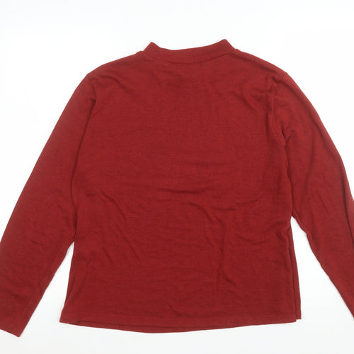 Saloos Women's Red Mock Neck Long Sleeve Jersey Top Size 14