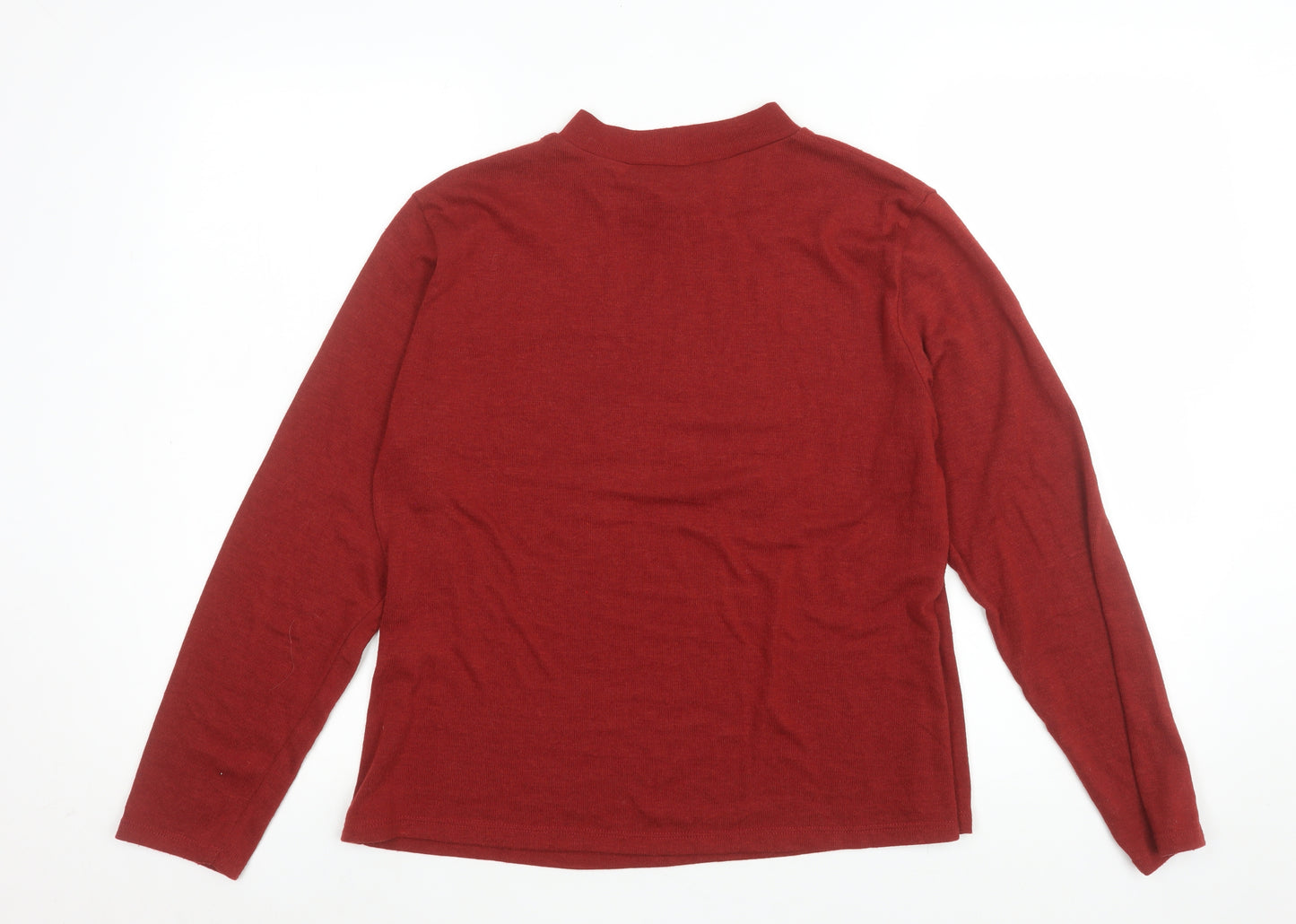Saloos Women's Red Mock Neck Long Sleeve Jersey Top Size 14