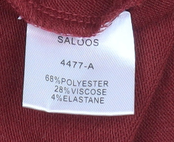 Saloos Women's Red Mock Neck Long Sleeve Jersey Top Size 14