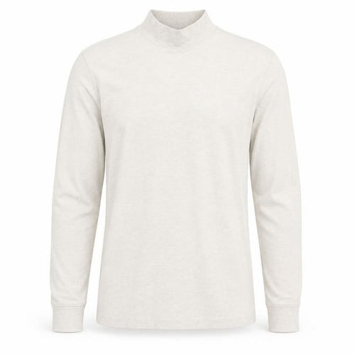 Lands' End Men's Beige Long Sleeve Mock Neck Cotton Top Size S