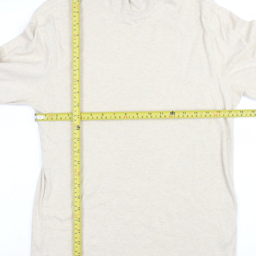 Lands' End Men's Beige Long Sleeve Mock Neck Cotton Top Size S