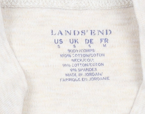 Lands' End Men's Beige Long Sleeve Mock Neck Cotton Top Size S