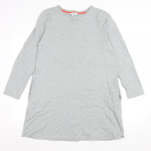 Boden Women Grey T-Shirt Dress Size 14 Cotton Long Sleeve Casual