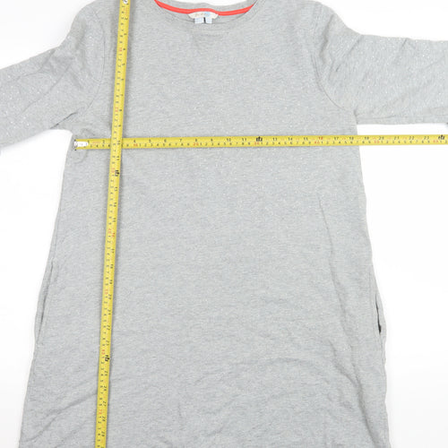 Boden Women Grey T-Shirt Dress Size 14 Cotton Long Sleeve Casual