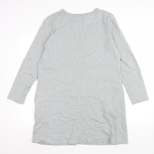 Boden Women Grey T-Shirt Dress Size 14 Cotton Long Sleeve Casual