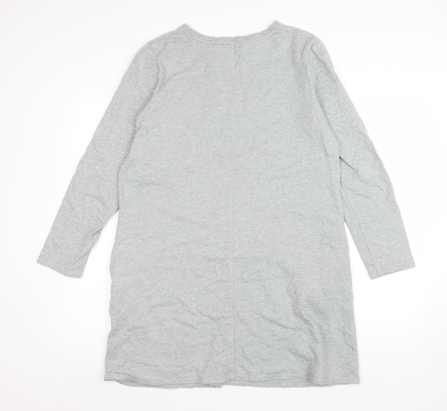 Boden Women Grey T-Shirt Dress Size 14 Cotton Long Sleeve Casual