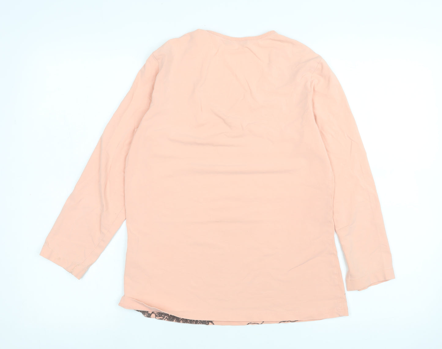 Bianca Womens Pink Rhinestone Long Sleeve Scoop Neck T-Shirt Size 10