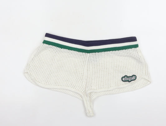 Savage Fenty Women White Mesh Hot Pants Shorts Size 14