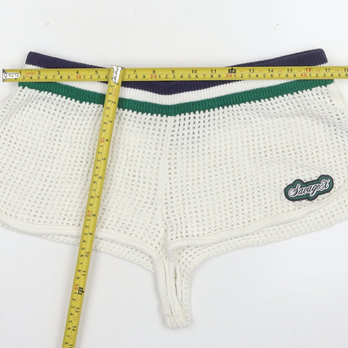 Savage Fenty Women White Mesh Hot Pants Shorts Size 14