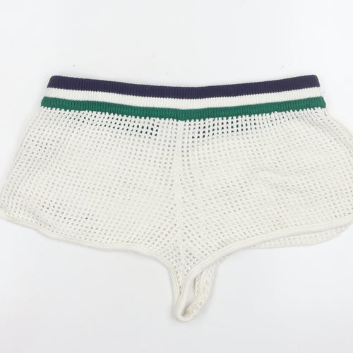 Savage Fenty Women White Mesh Hot Pants Shorts Size 14