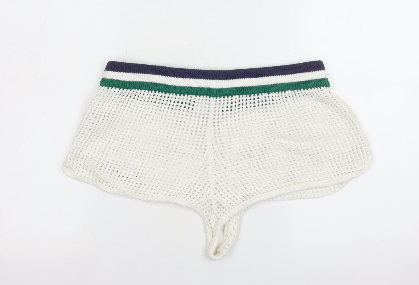 Savage Fenty Women White Mesh Hot Pants Shorts Size 14
