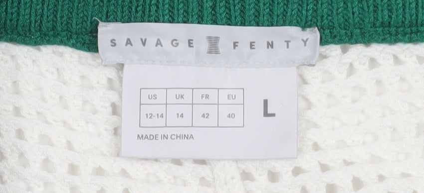 Savage Fenty Women White Mesh Hot Pants Shorts Size 14