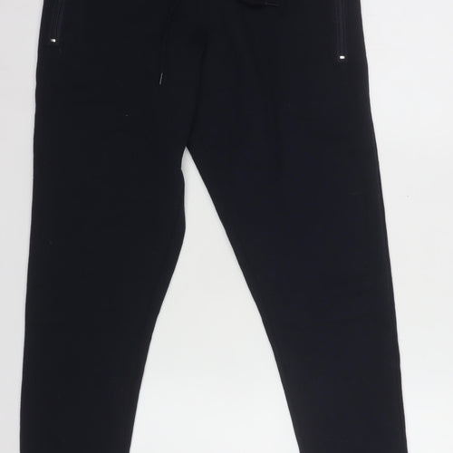 A London Men's Black Jogger Trousers Small Cotton Blend Drawstring