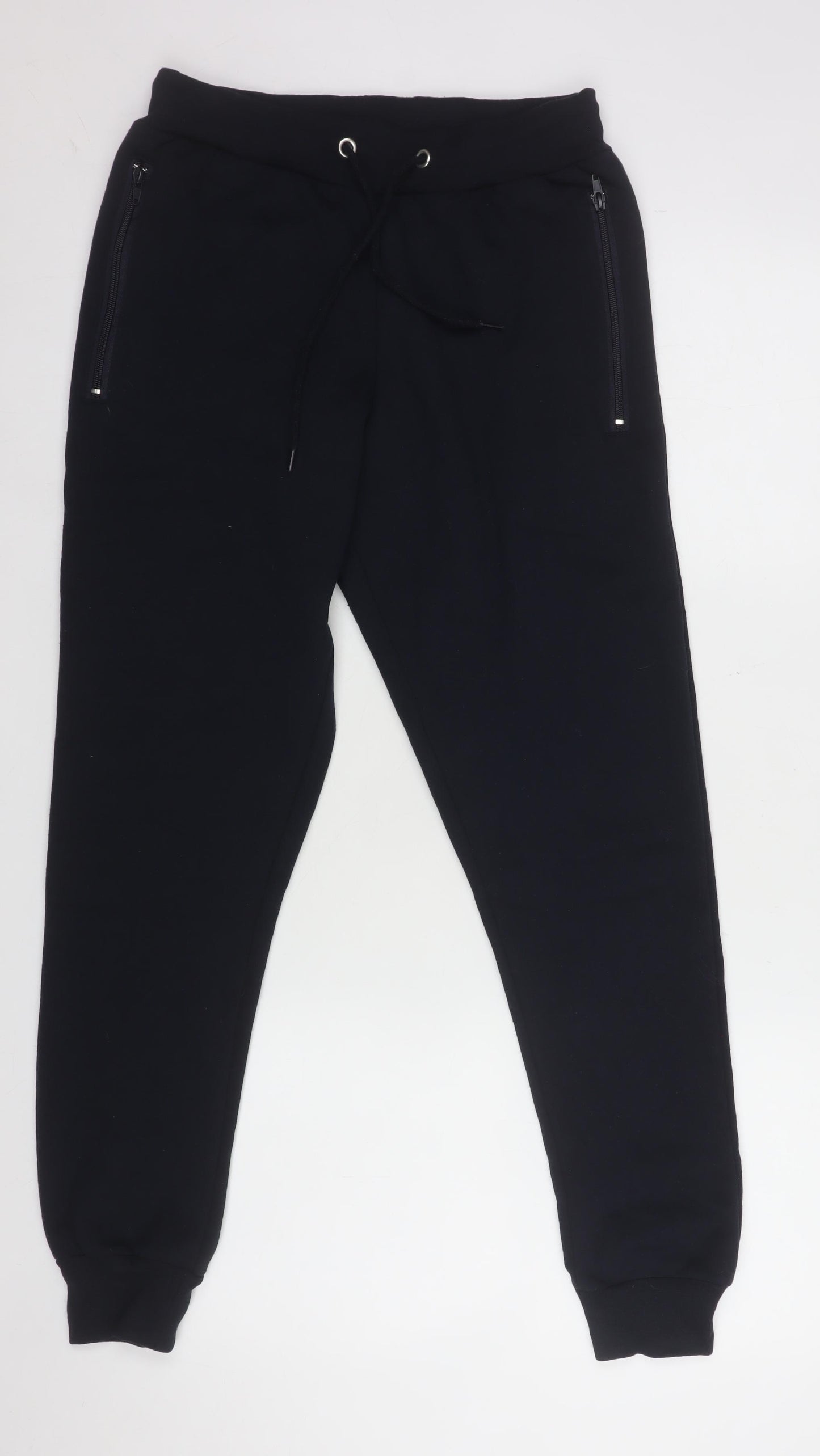 A London Men's Black Jogger Trousers Small Cotton Blend Drawstring