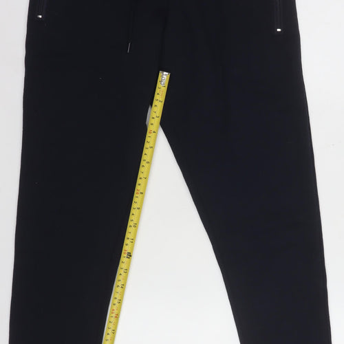 A London Men's Black Jogger Trousers Small Cotton Blend Drawstring