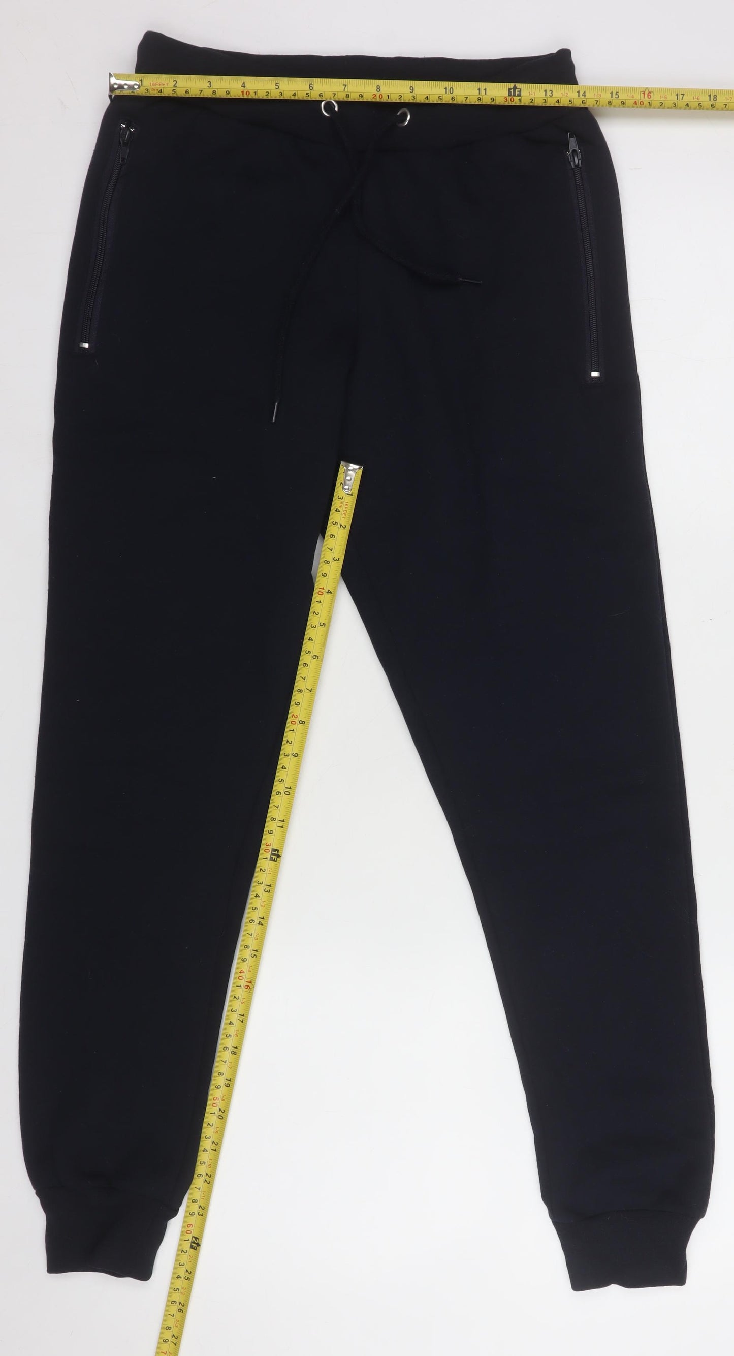 A London Men's Black Jogger Trousers Small Cotton Blend Drawstring
