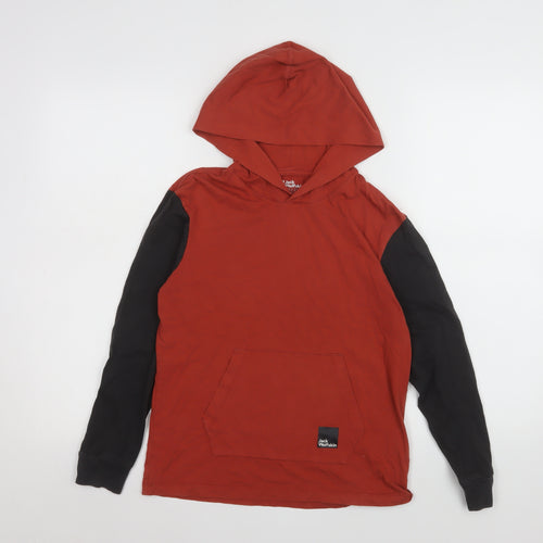 Jack Wolfskin Boys Red & Black Pullover Hoodie Size 11-12 Years Cotton