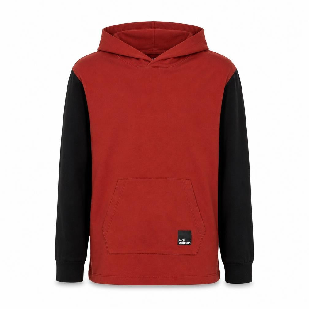 Jack Wolfskin Boys Red & Black Pullover Hoodie Size 11-12 Years Cotton