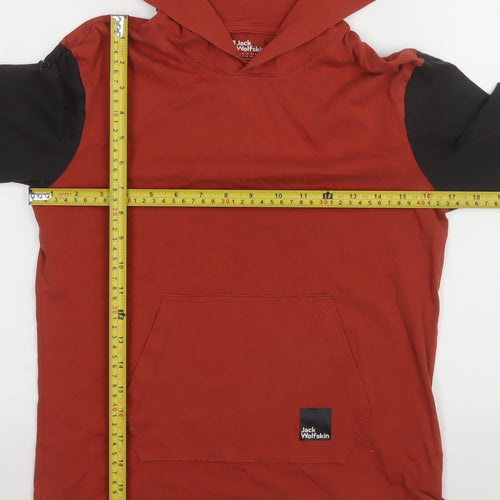 Jack Wolfskin Boys Red & Black Pullover Hoodie Size 11-12 Years Cotton