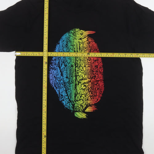 Earth Positive Men's Black Rainbow Penguin T-Shirt L Cotton Eco-Friendly