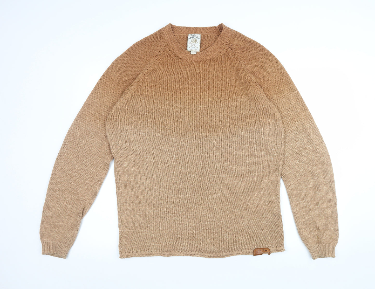 Diesel Men’s Beige Cotton Acrylic XL Crew Neck Jumper