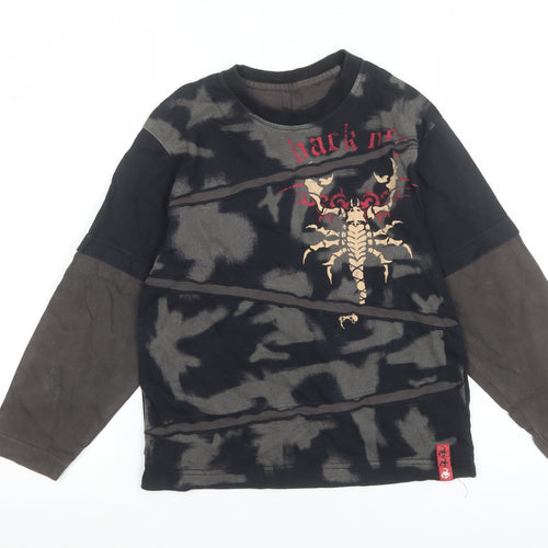 Marks and Spencer Boys Black Long Sleeve Scorpion Graphic T-Shirt 6-7 Years