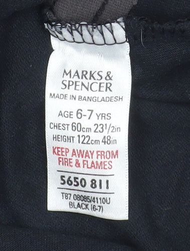 Marks and Spencer Boys Black Long Sleeve Scorpion Graphic T-Shirt 6-7 Years