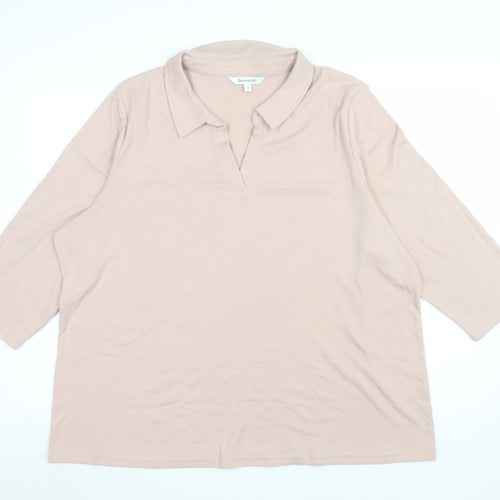 Bonmarché Women's Beige Collared 3/4 Sleeve Polo Top Size 22