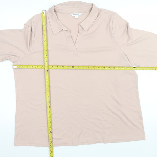 Bonmarché Women's Beige Collared 3/4 Sleeve Polo Top Size 22