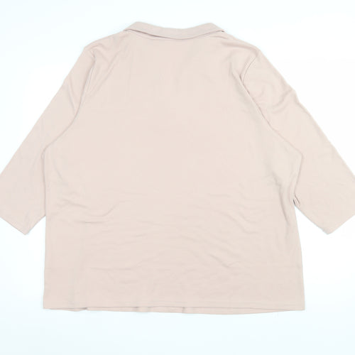 Bonmarché Women's Beige Collared 3/4 Sleeve Polo Top Size 22