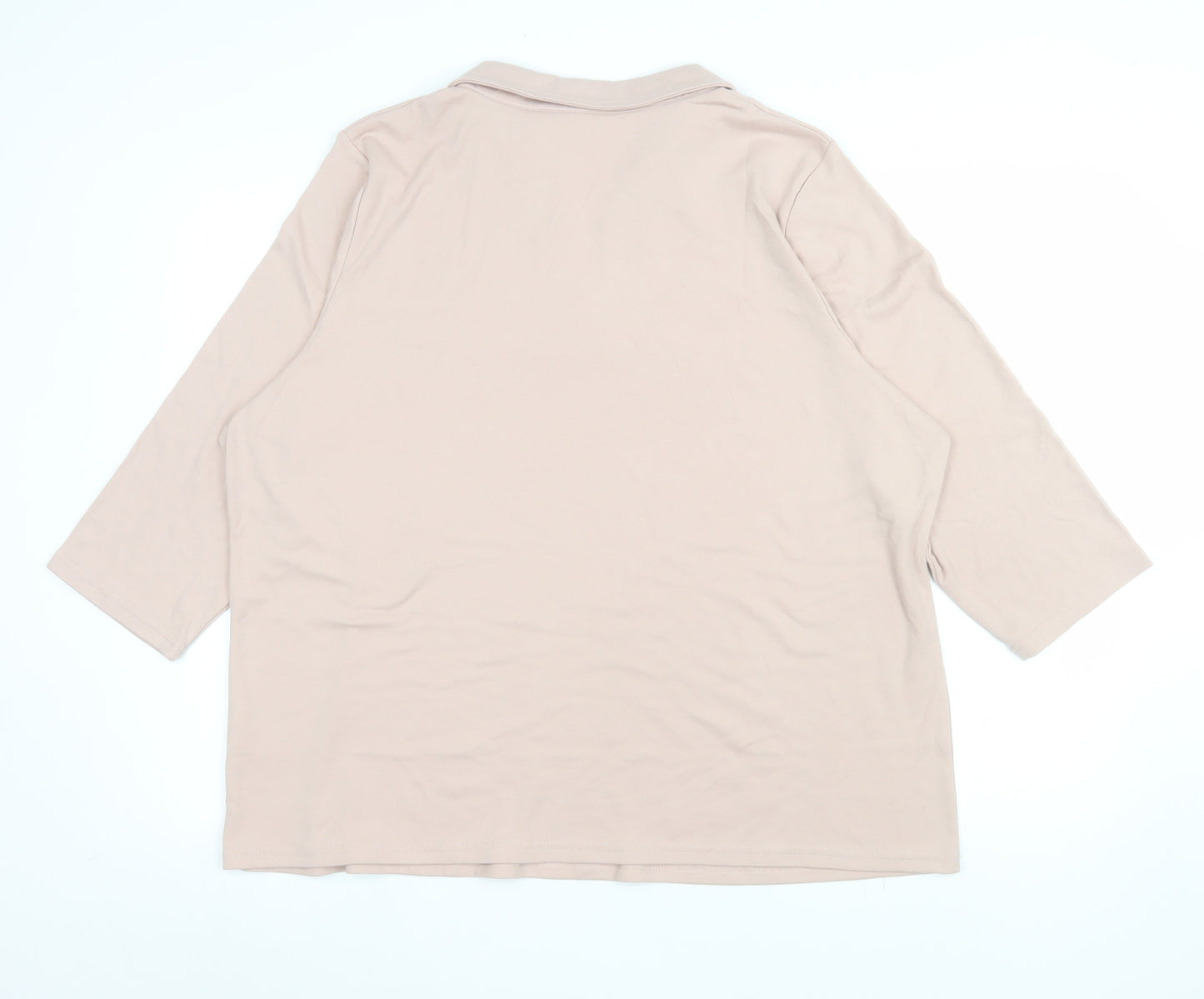 Bonmarché Women's Beige Collared 3/4 Sleeve Polo Top Size 22