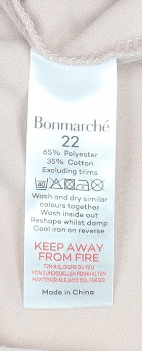 Bonmarché Women's Beige Collared 3/4 Sleeve Polo Top Size 22