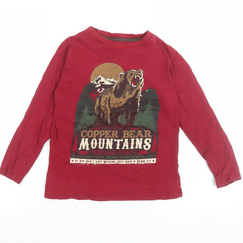 GapKids Boys Red Bear Graphic Long Sleeve Cotton T-Shirt 8 Years
