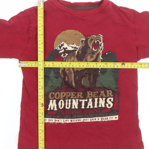 GapKids Boys Red Bear Graphic Long Sleeve Cotton T-Shirt 8 Years