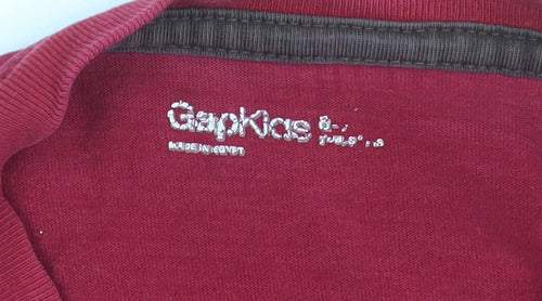 GapKids Boys Red Bear Graphic Long Sleeve Cotton T-Shirt 8 Years