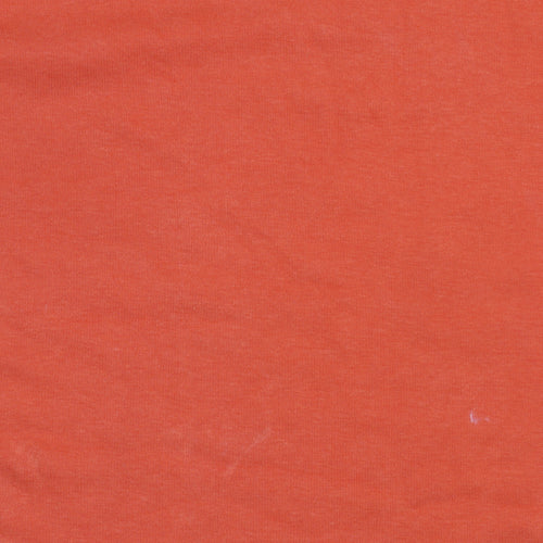 Zara Women Orange Basic Short Sleeve Cotton Blend T-Shirt Size 14