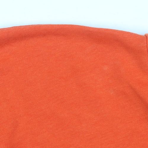 Zara Women Orange Basic Short Sleeve Cotton Blend T-Shirt Size 14