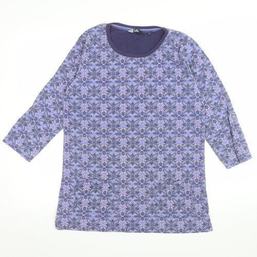 Isle Womens Purple Geometric Tunic Top Size 10 3/4 Sleeve